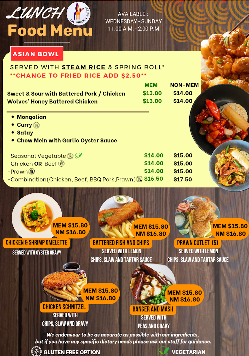 Menu, The Wolves Eatery