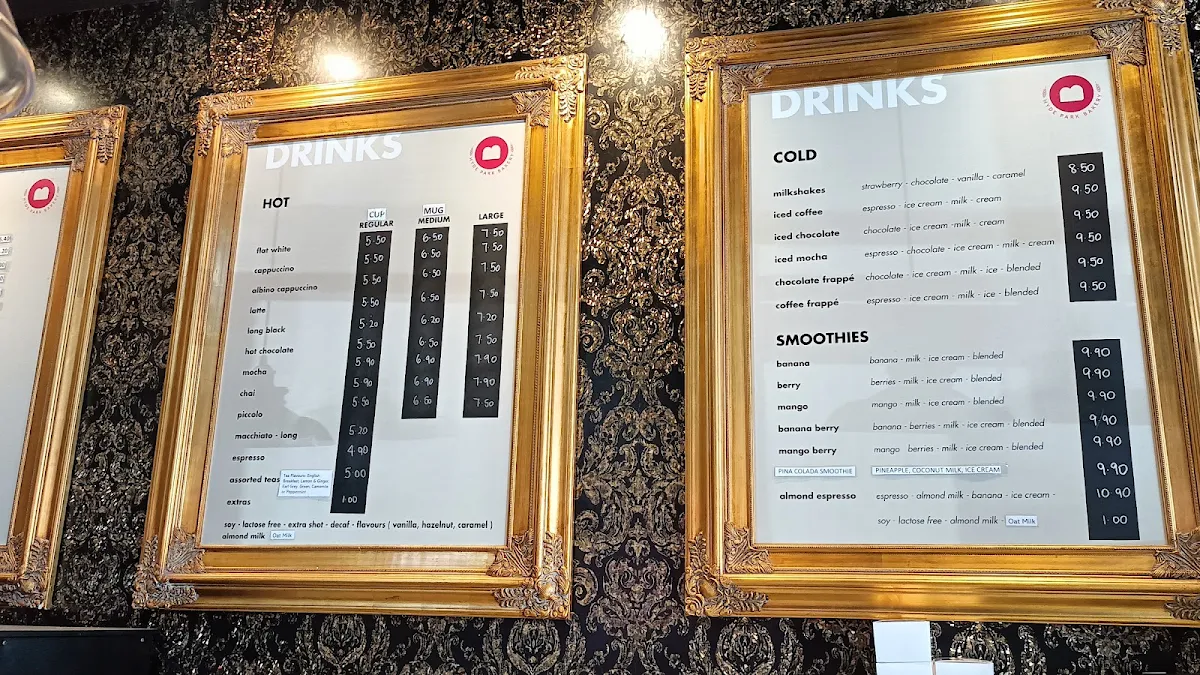 Menu, Hyde Park Bakery
