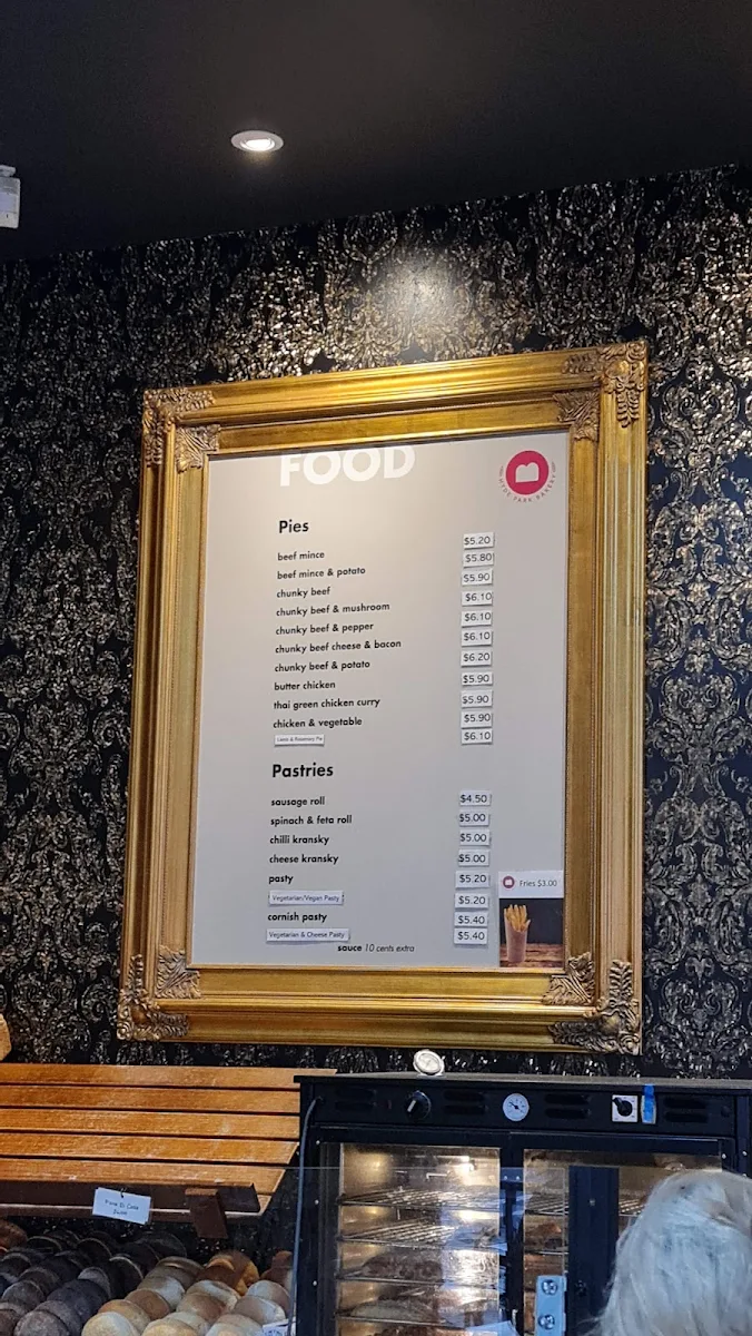 Menu, Hyde Park Bakery