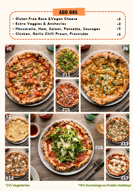 Menu, Portone Woodfired Pizza & Bar