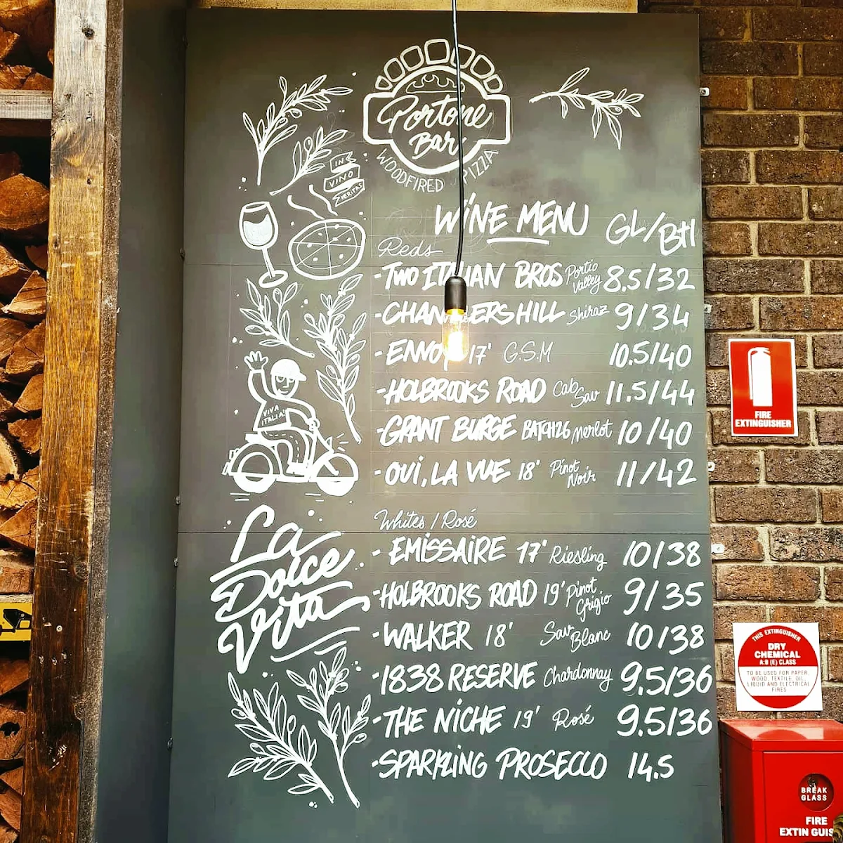 Menu, Portone Woodfired Pizza & Bar