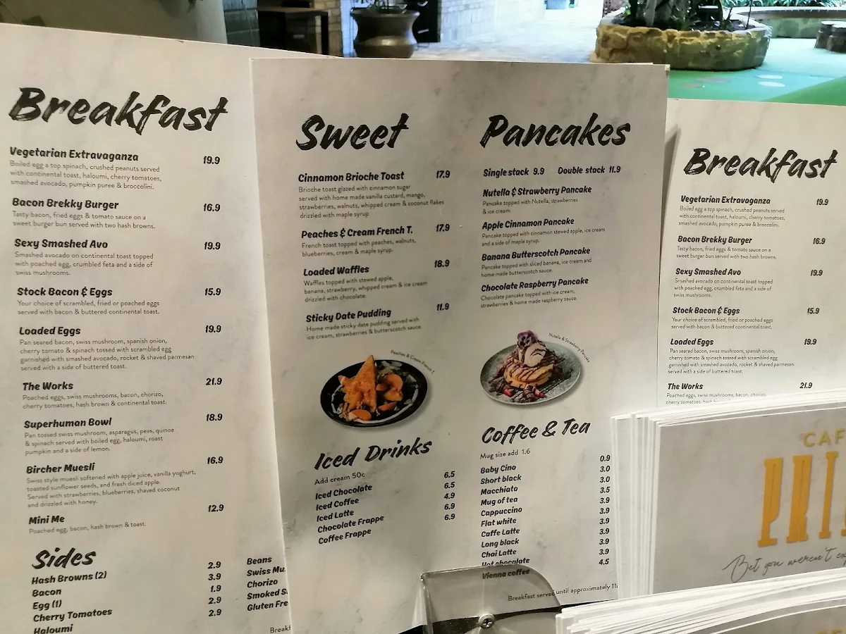 Menu, Caffe Primo