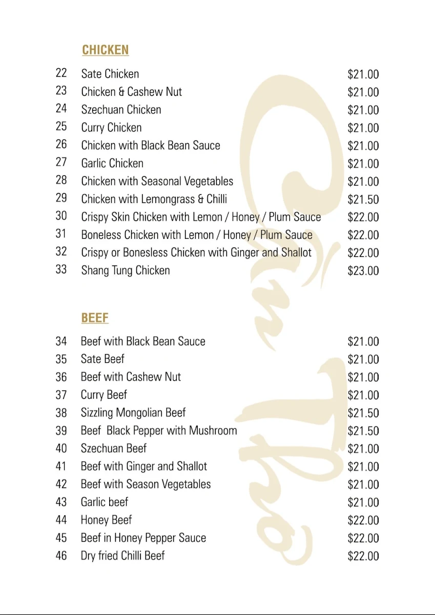 Menu, Can Tho Vietnamese & Chinese Restaurant