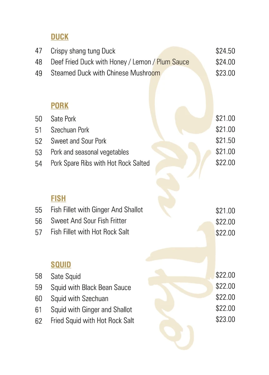 Menu, Can Tho Vietnamese & Chinese Restaurant
