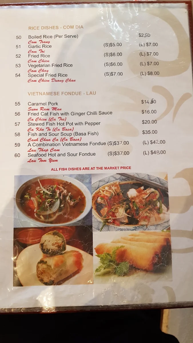 Menu, Can Tho Vietnamese & Chinese Restaurant