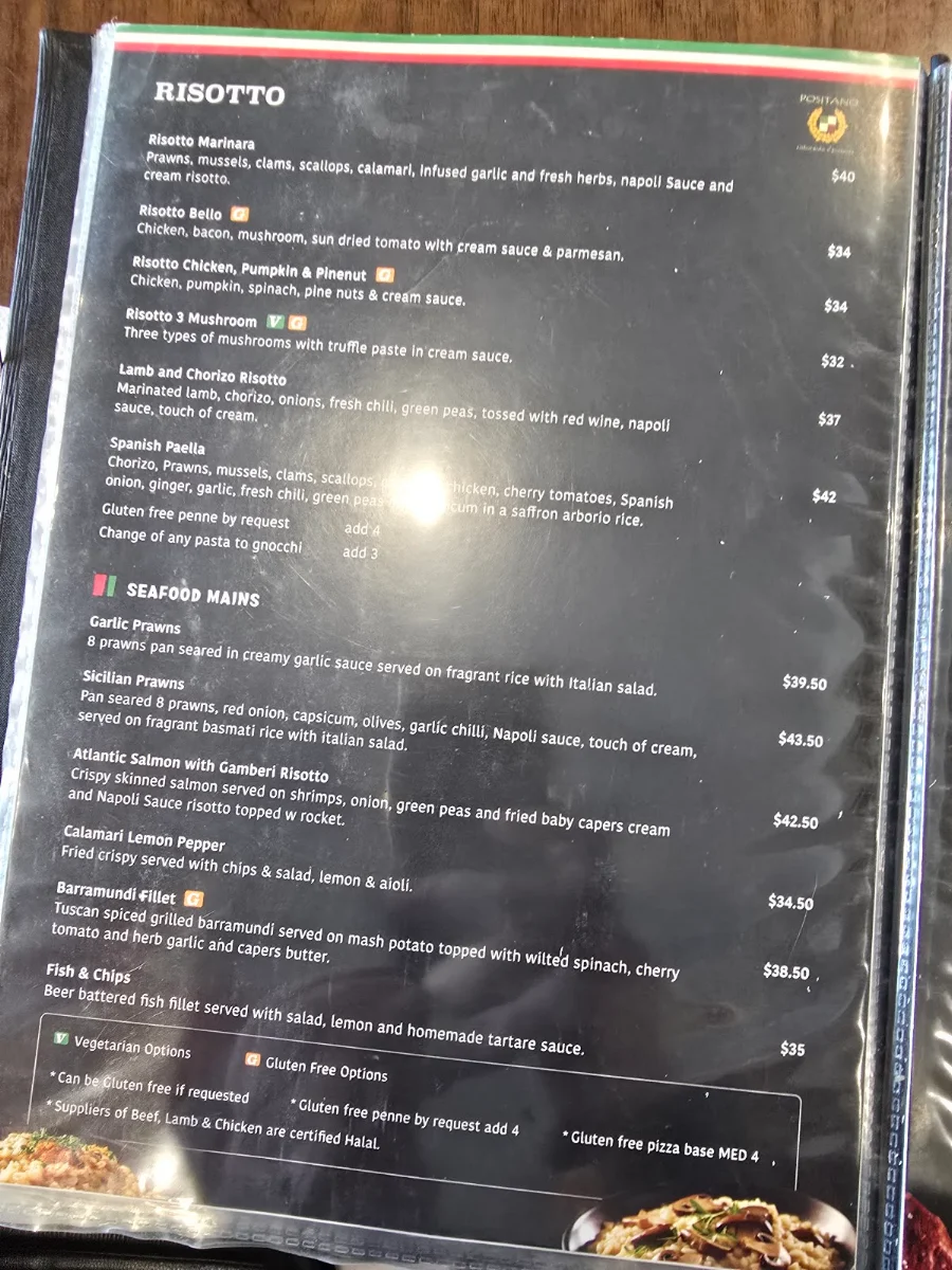 Menu, Positano