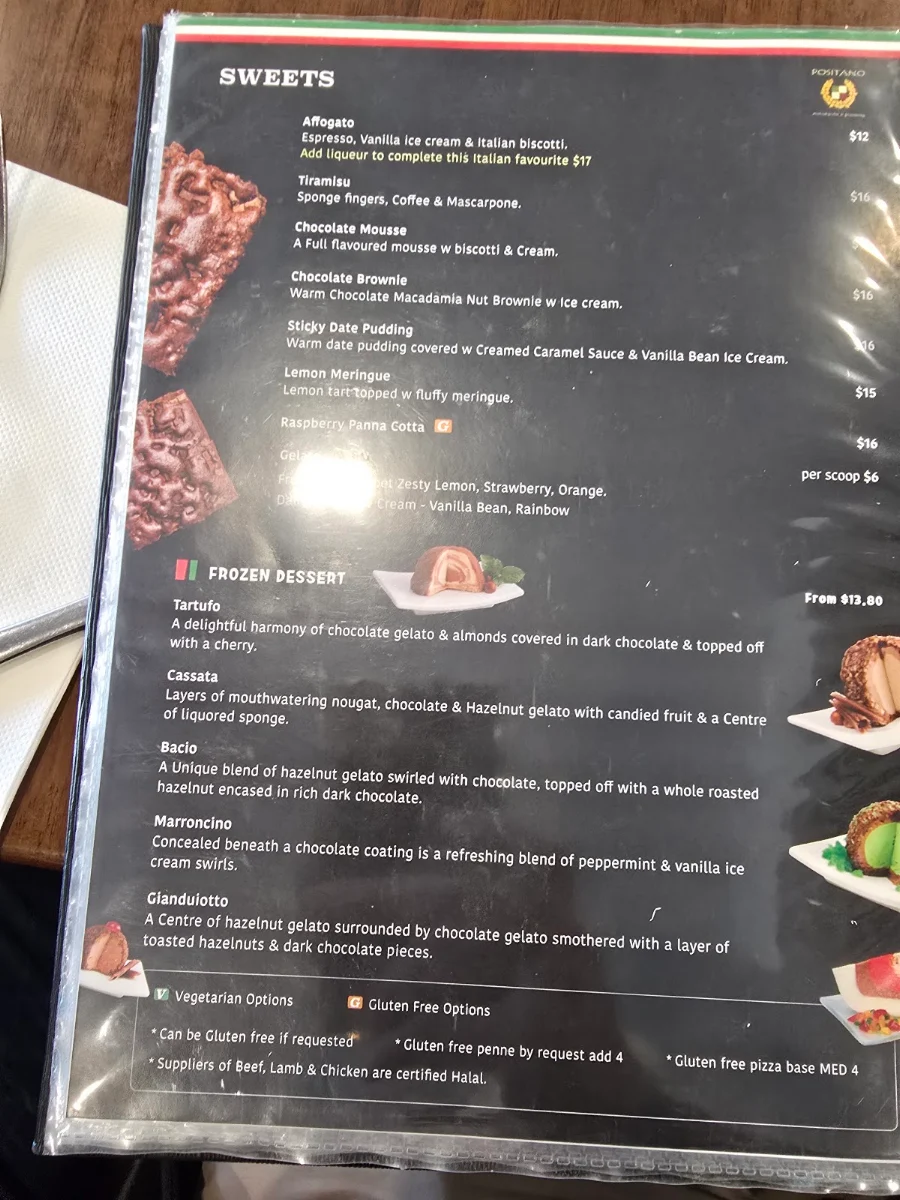 Menu, Positano