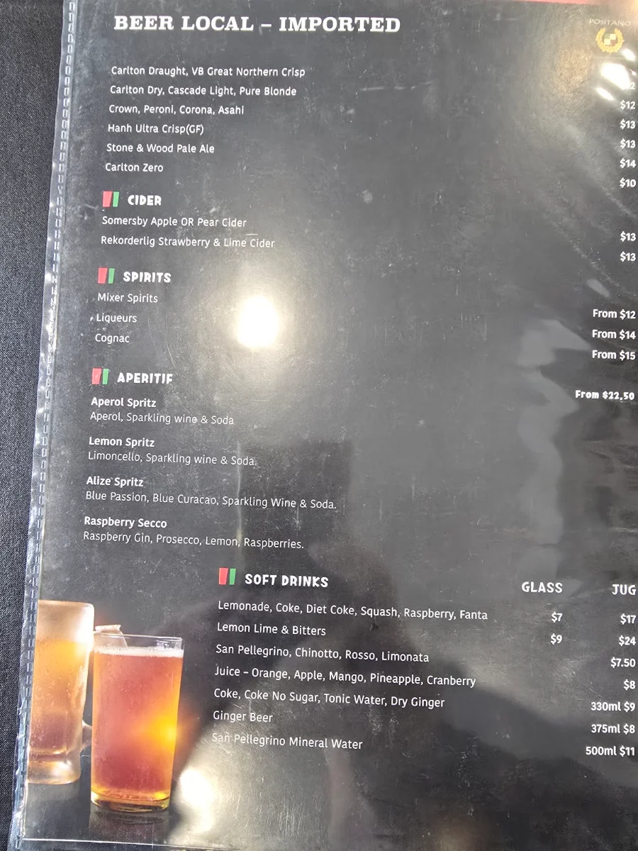 Menu, Positano