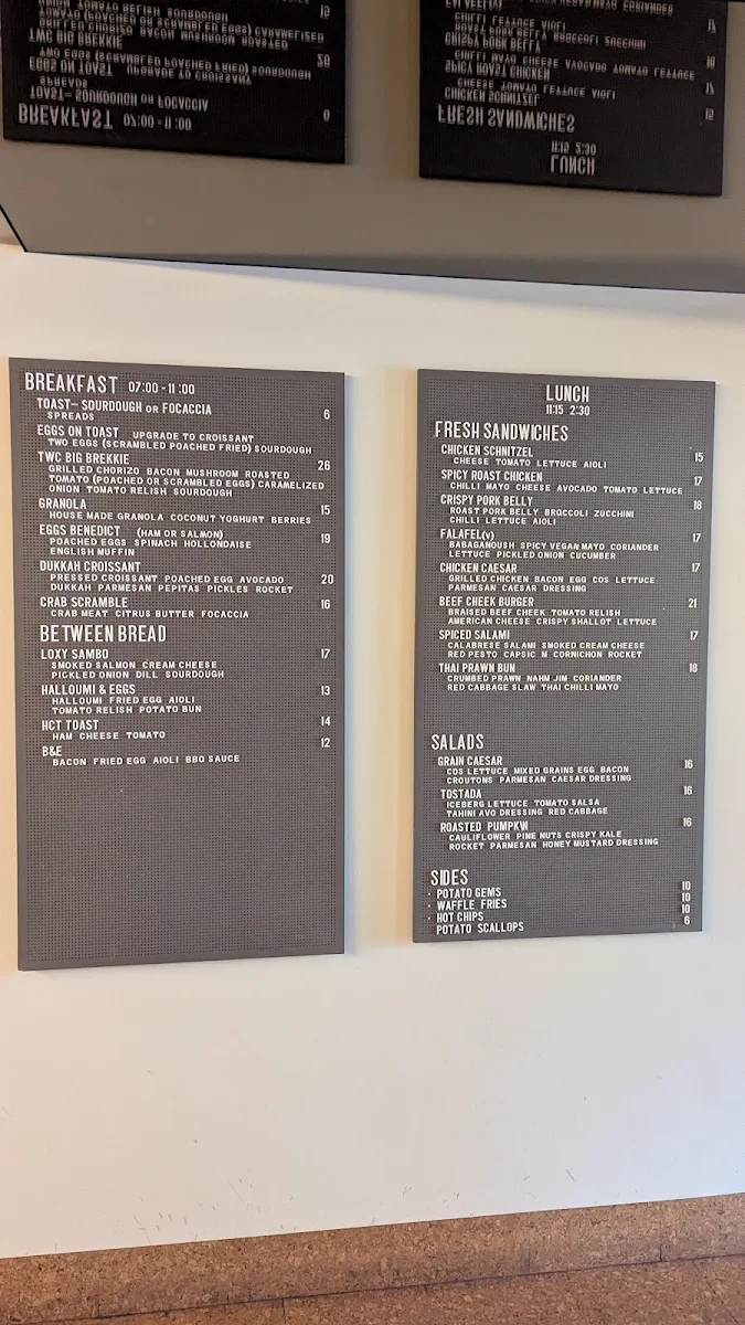 Menu, This Way Canteen