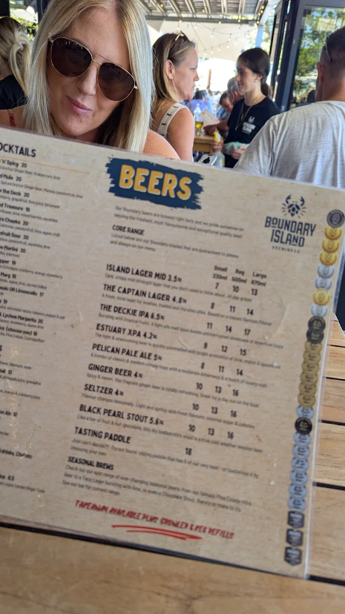 Menu, Boundary Island Brewery