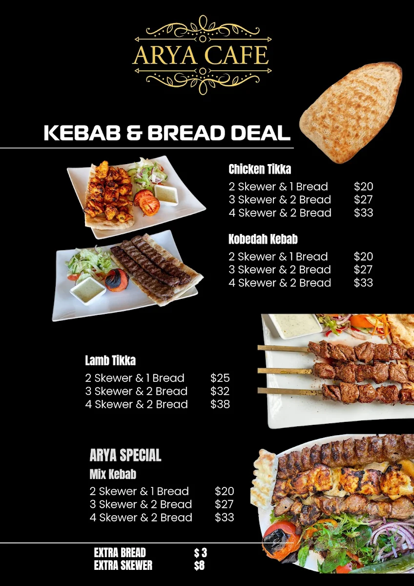 Menu, Arya Café