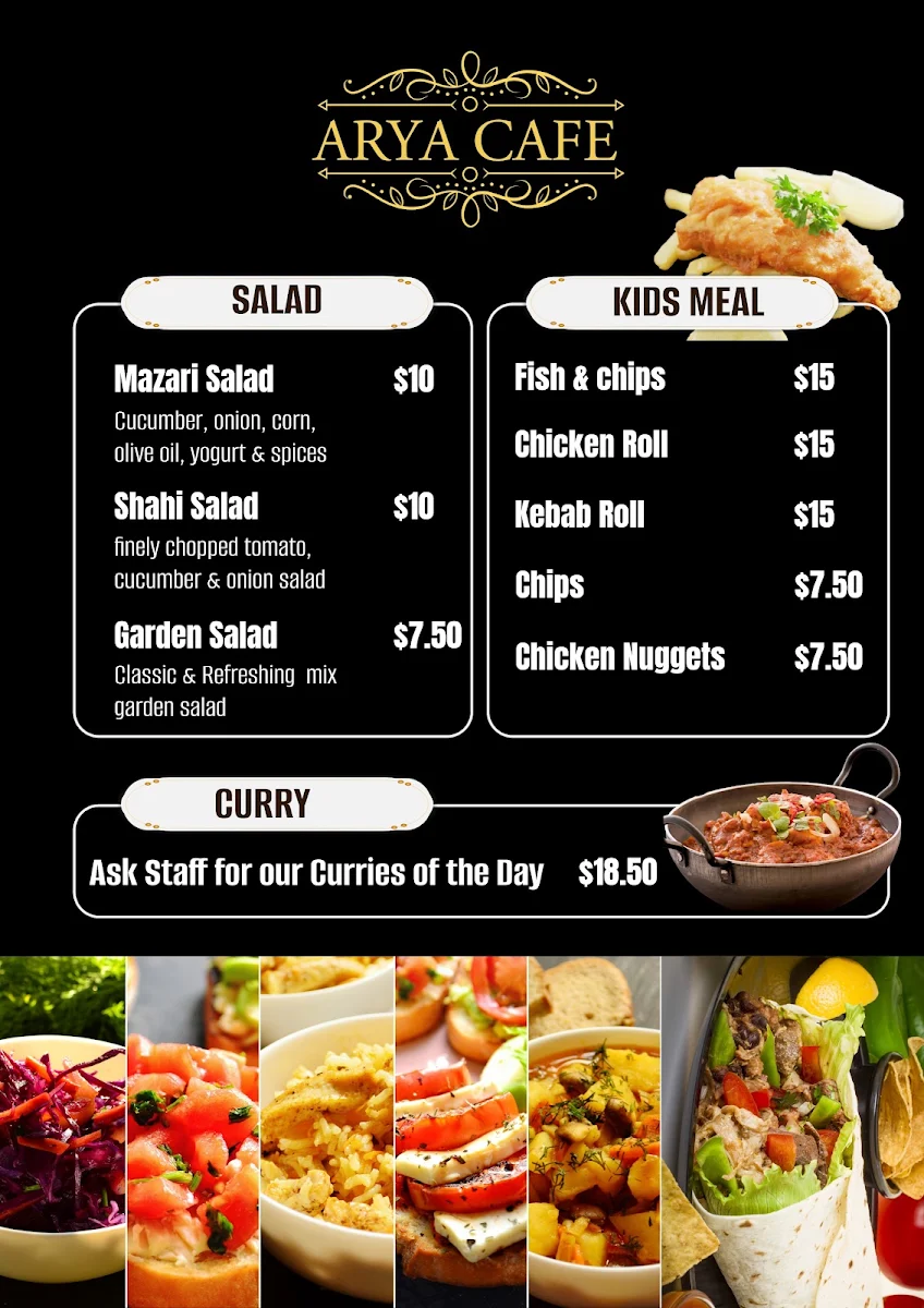 Menu, Arya Café
