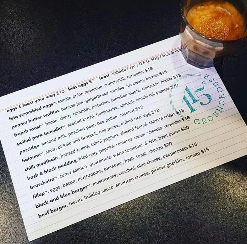 Menu, 115 Groundhouse