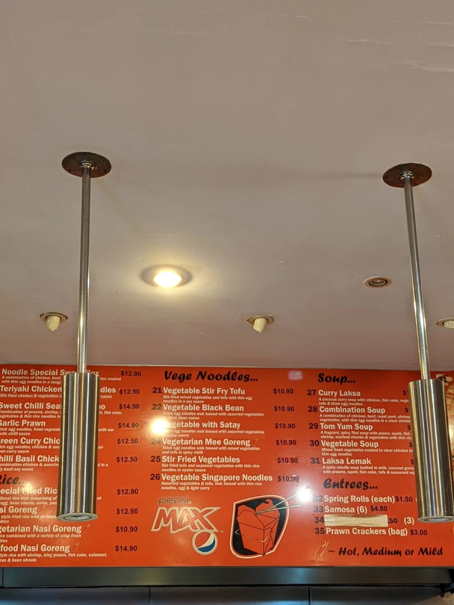 Menu, JP's Noodle Bar