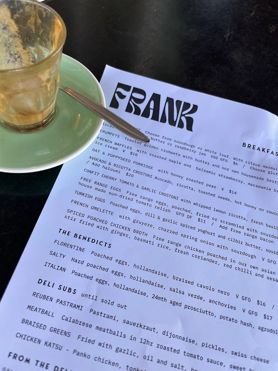 Menu, Frank Food & Wine