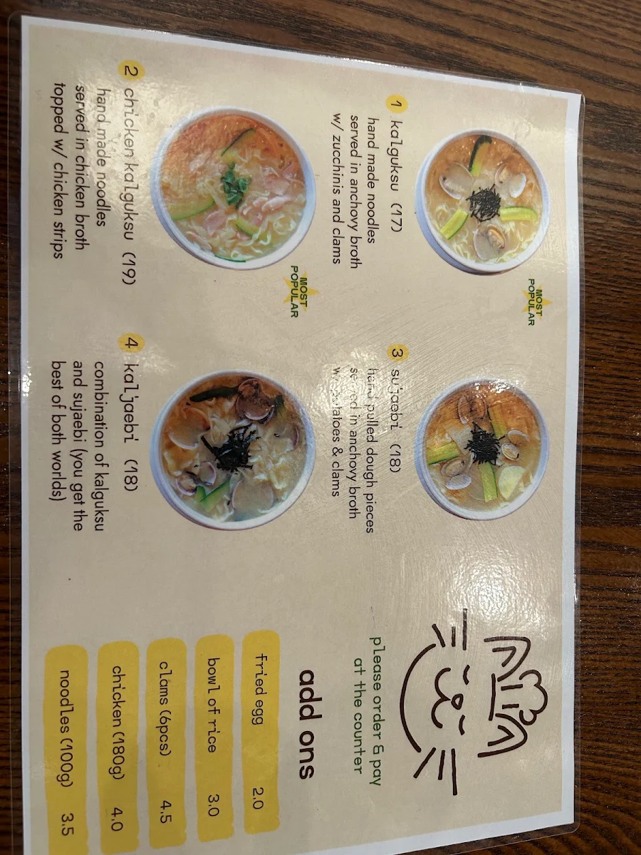 Menu, Chun’s Kalguksu