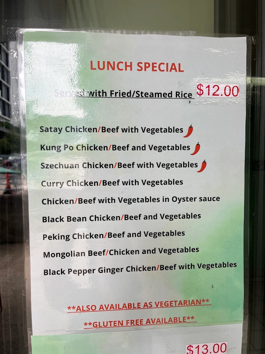Menu, Stones Corner Chinese Restaurant and Noodle Bar