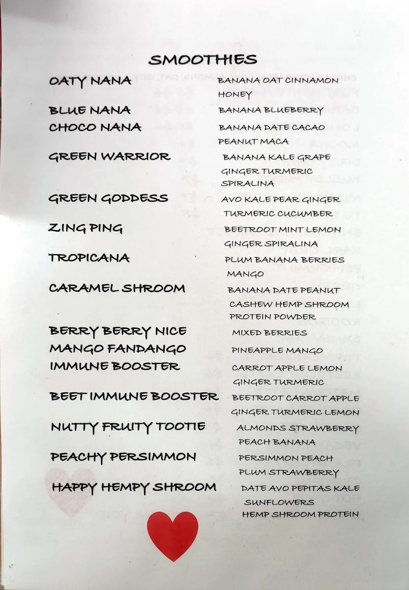 Menu, The Sacred Earth Pantry