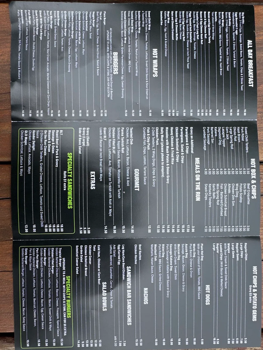 Menu, Cafe On Kendor