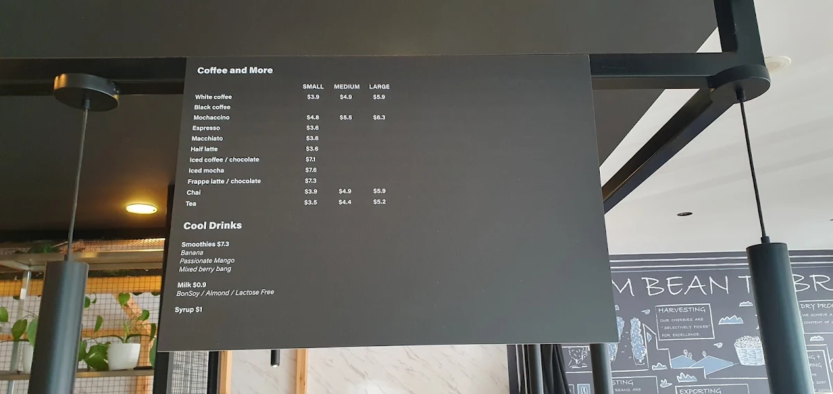 Menu, Stax Cafe