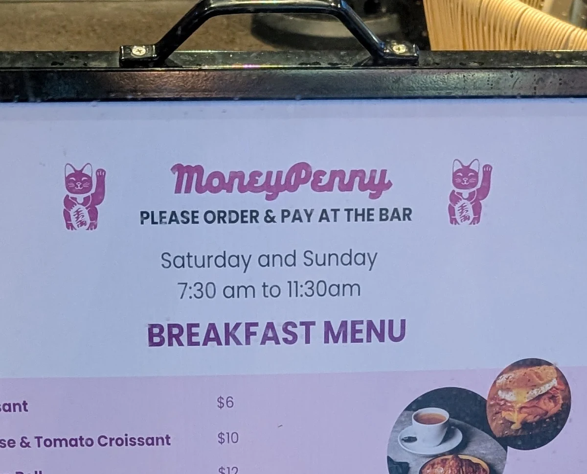 Menu, MoneyPenny