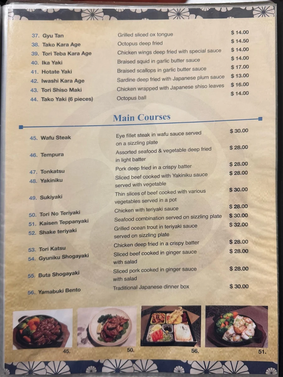 Menu, Yamabuki