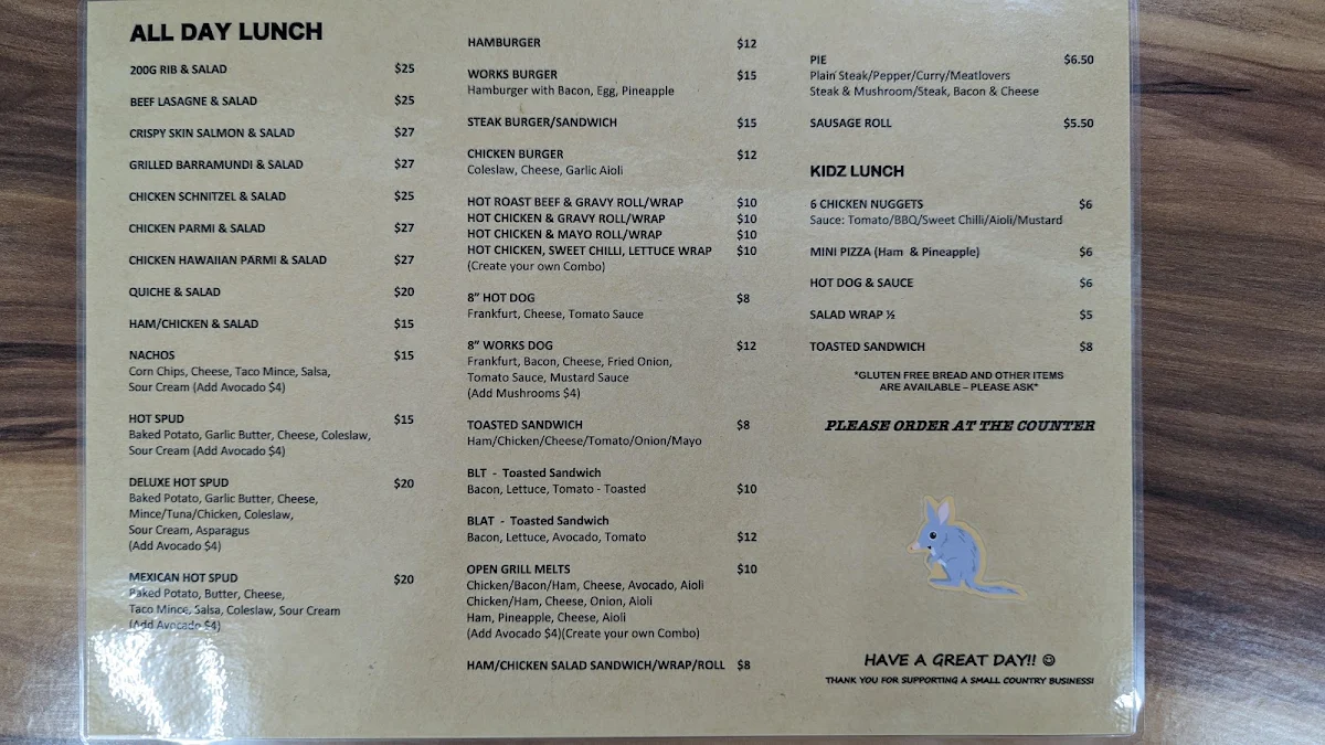 Menu, Catfish Collections Cafe