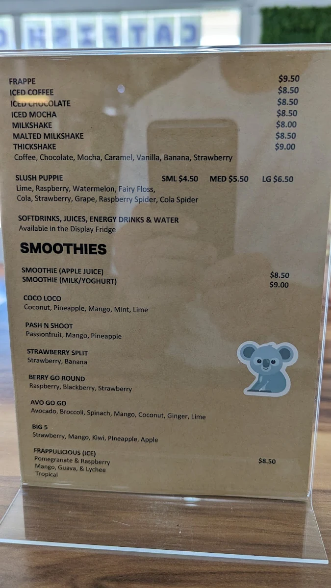 Menu, Catfish Collections Cafe