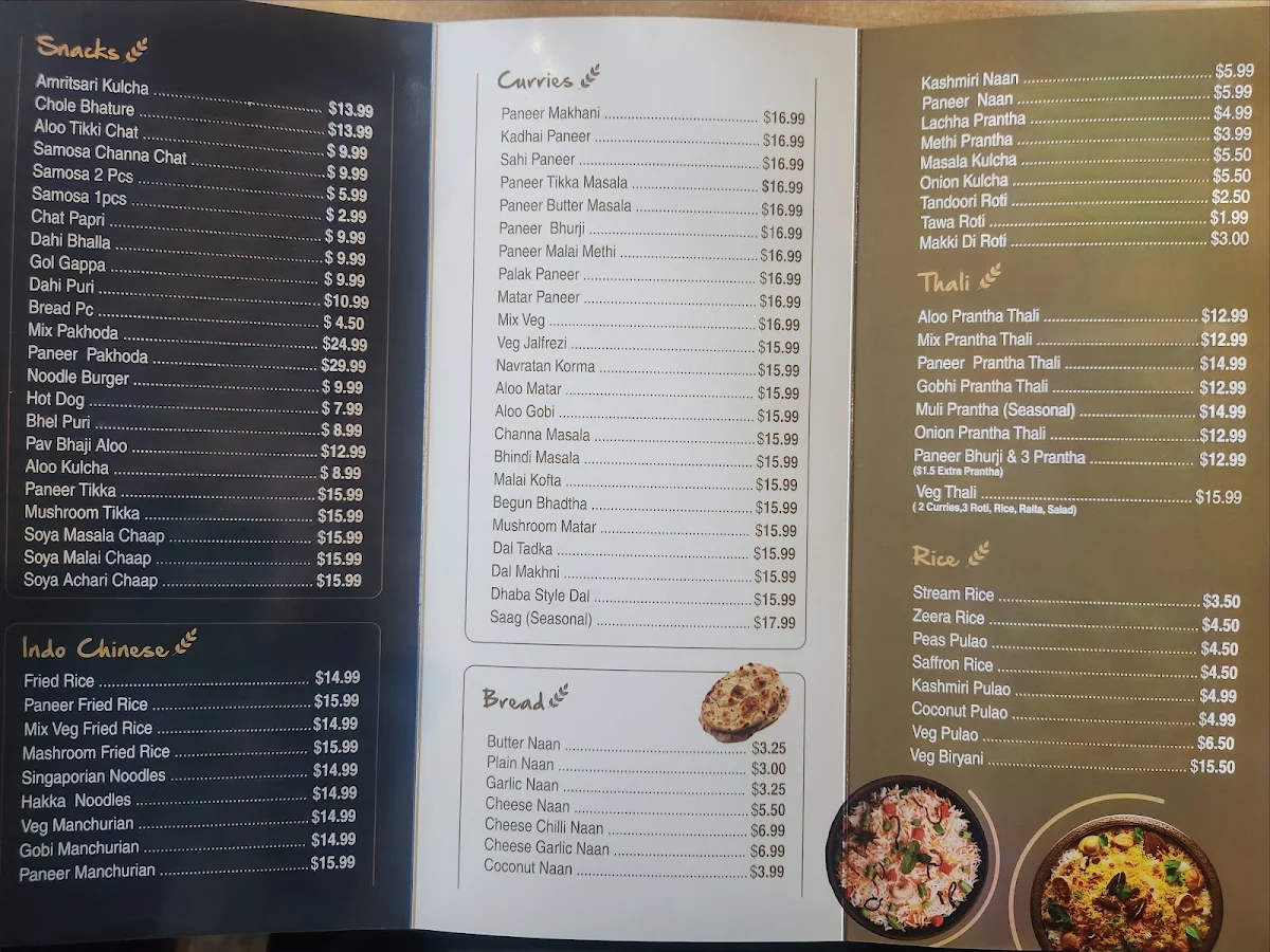 Menu, Singh Sweetz & Fast Food