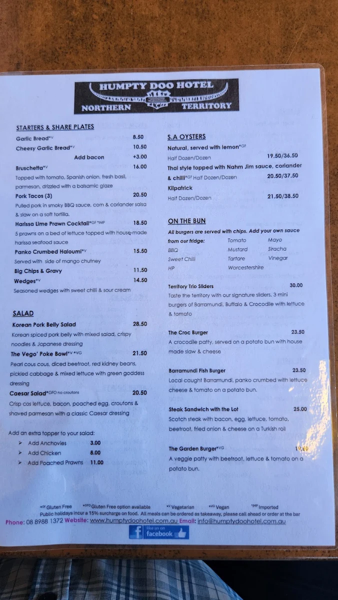 Menu, Fin & Tonic NT