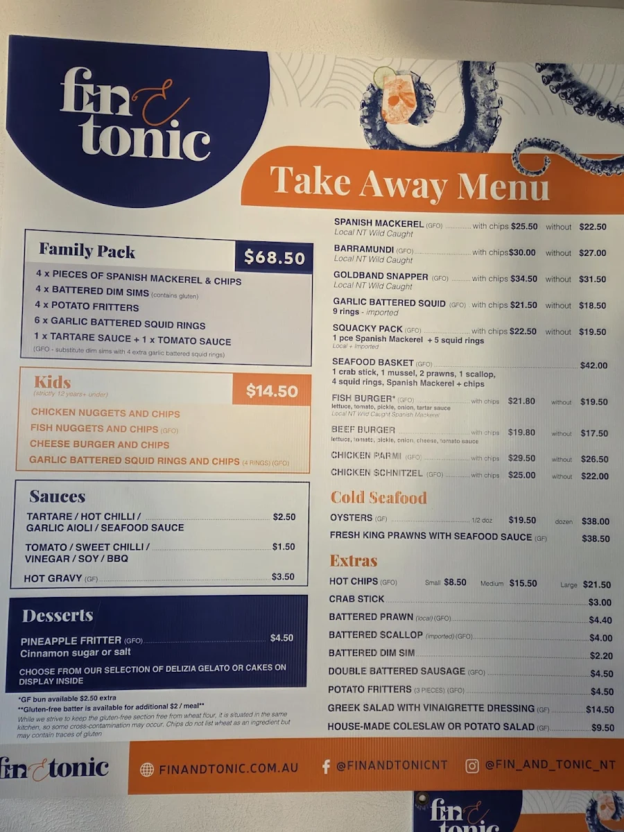 Menu, Fin & Tonic NT