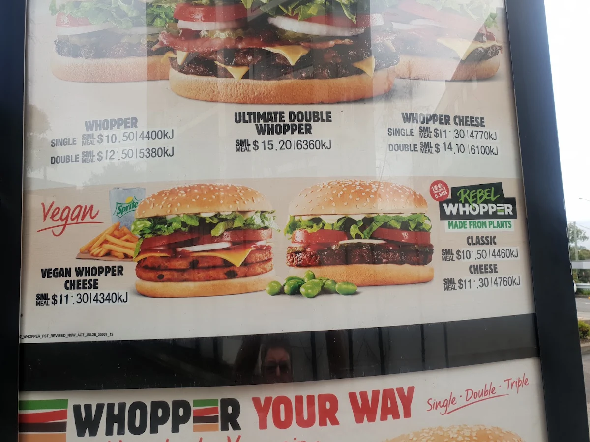 Menu, Hungry Jack's Burgers Wentworthville