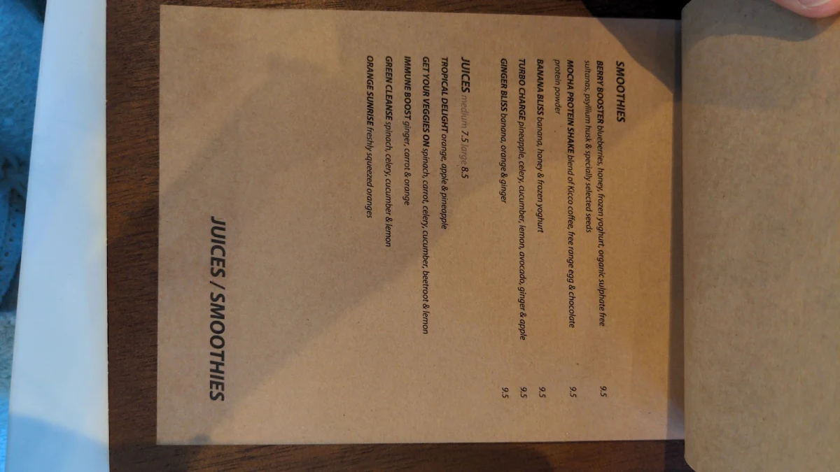 Menu, Kicco Espresso - McLaren Vale