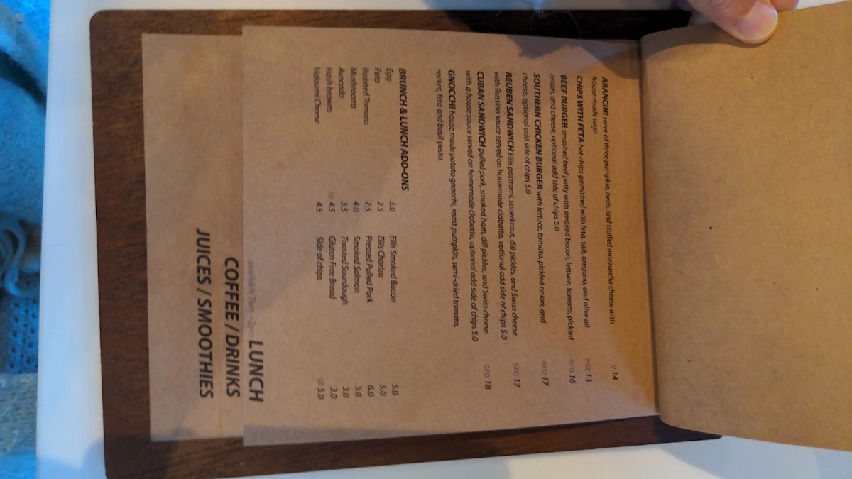 Menu, Kicco Espresso - McLaren Vale