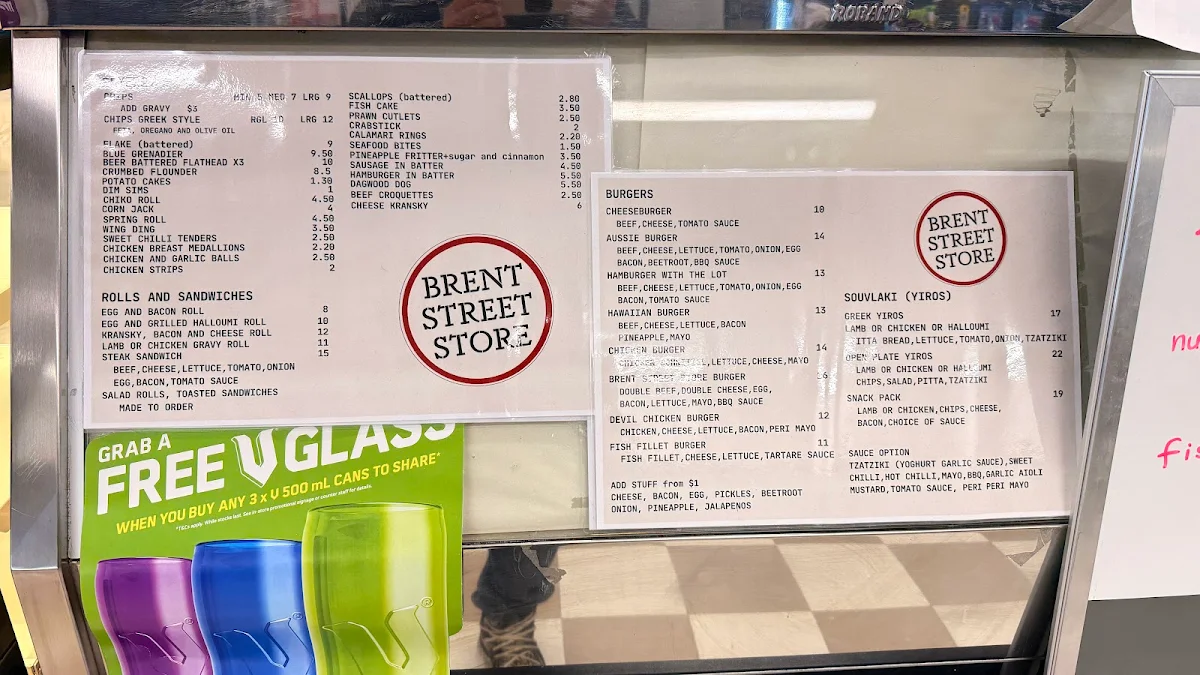 Menu, Brent Street Store