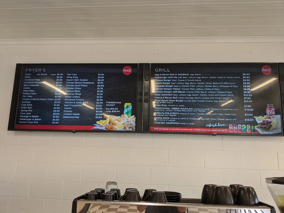 Menu, Brent Street Store