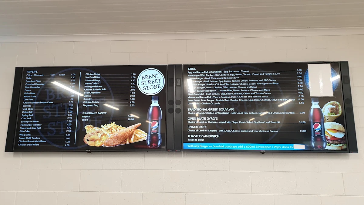 Menu, Brent Street Store