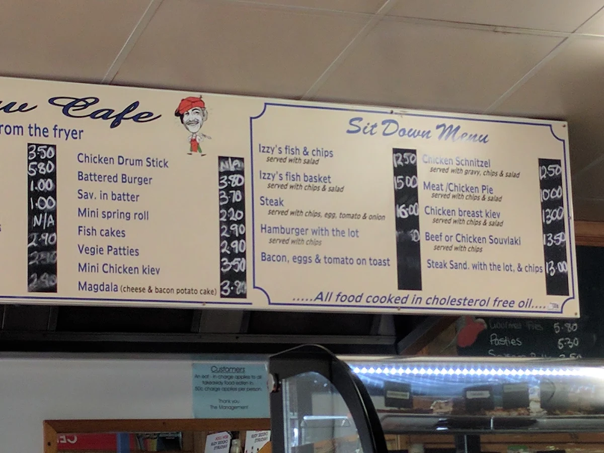 Menu, Izzy's Cafe
