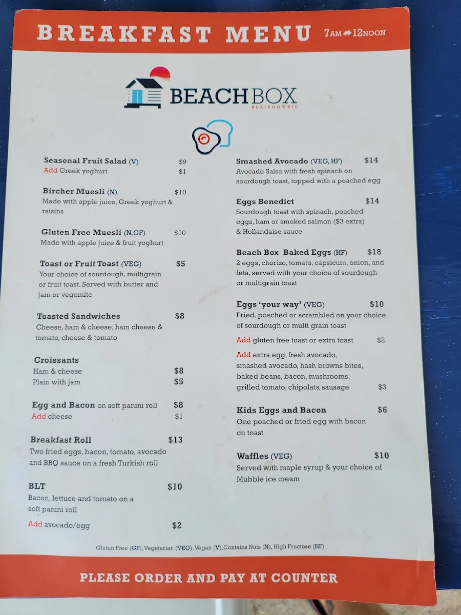 Menu, The Gallery Cafe Blairgowrie