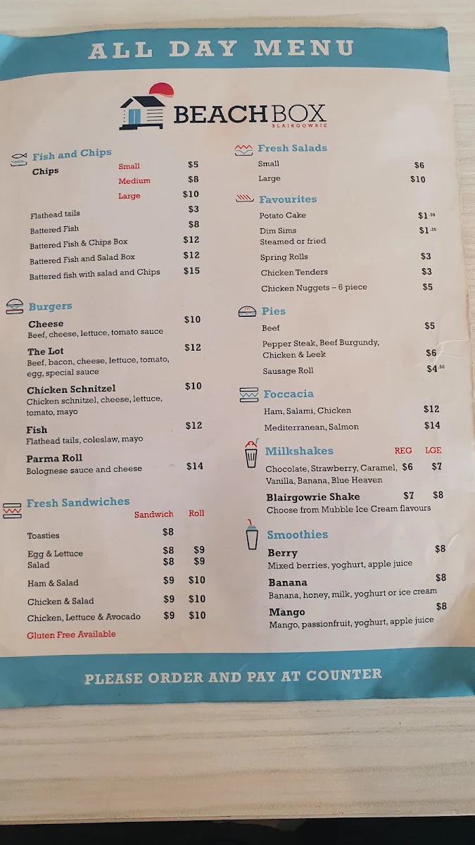 Menu, The Gallery Cafe Blairgowrie