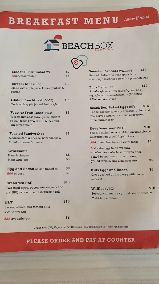 Menu, The Gallery Cafe Blairgowrie