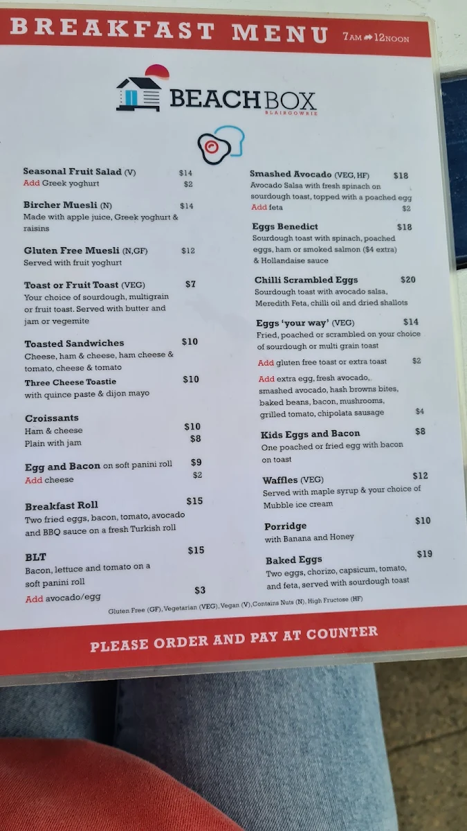 Menu, The Gallery Cafe Blairgowrie