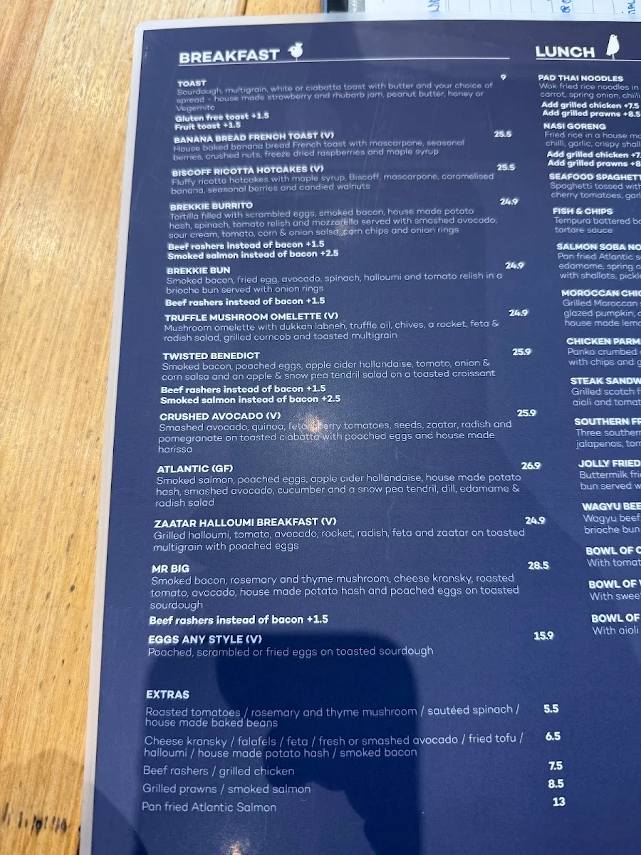 Menu, The Jolly Miller (Altona Meadows)