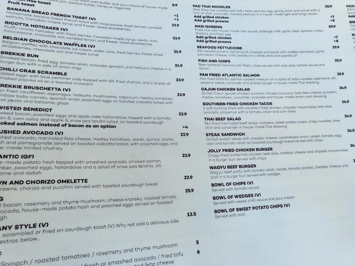 Menu, The Jolly Miller (Altona Meadows)