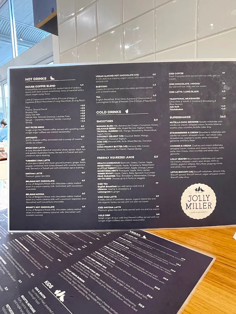 Menu, The Jolly Miller (Altona Meadows)