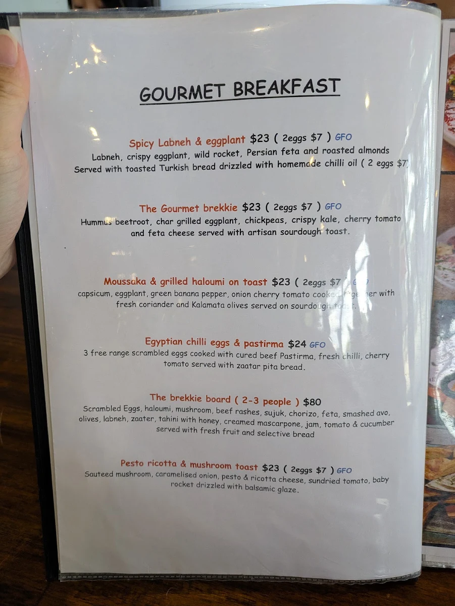 Menu, The Artisanal Cafe