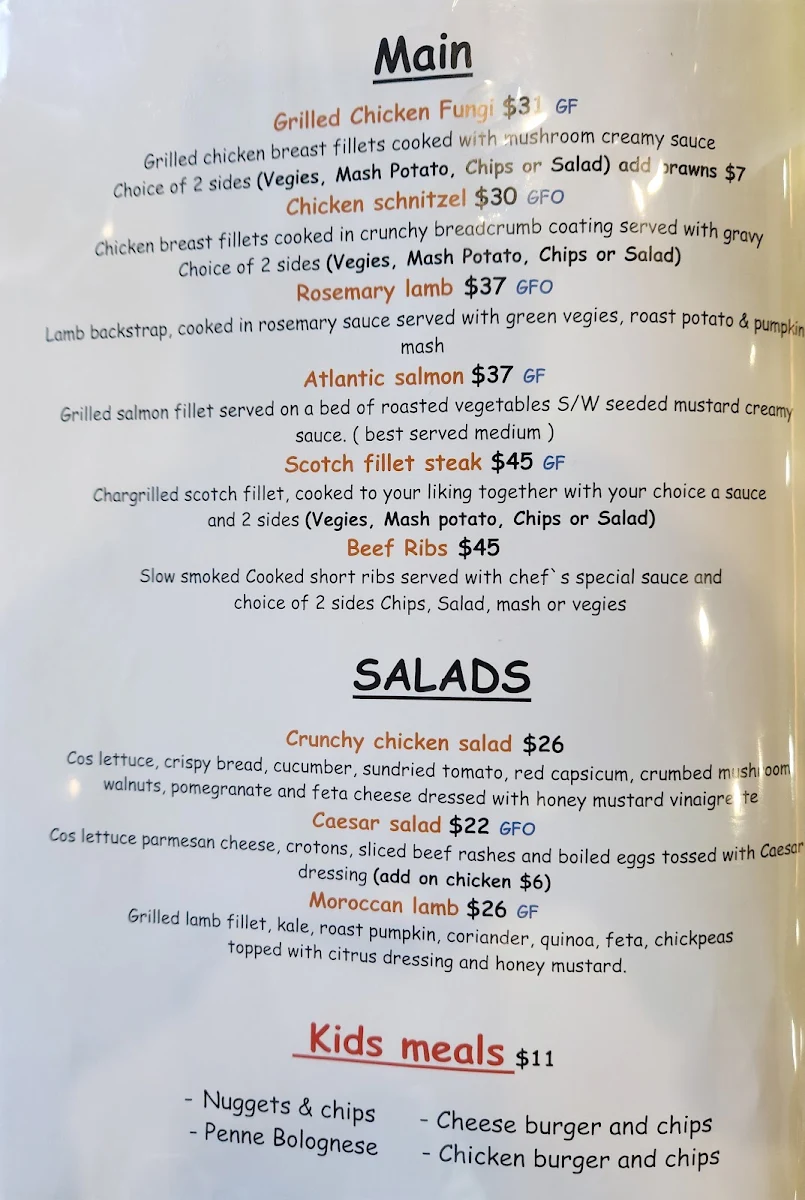 Menu, The Artisanal Cafe
