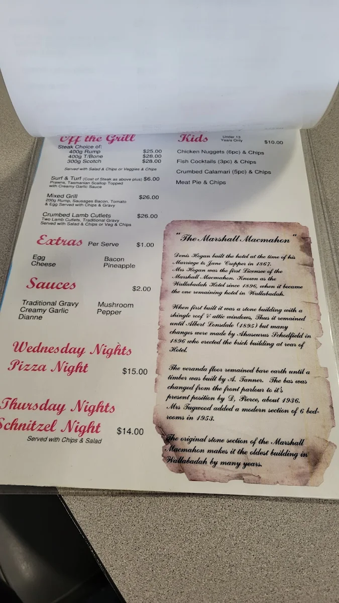 Menu, Wallabadah Hotel