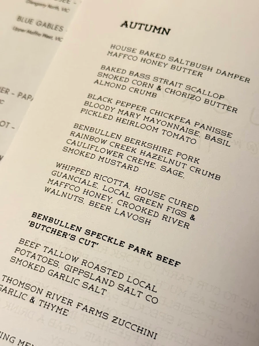 Menu, TUCKA @Maffco