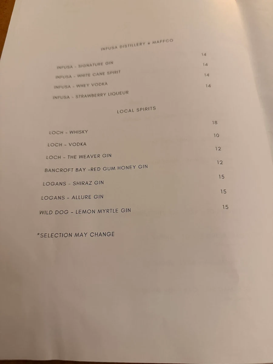 Menu, TUCKA @Maffco